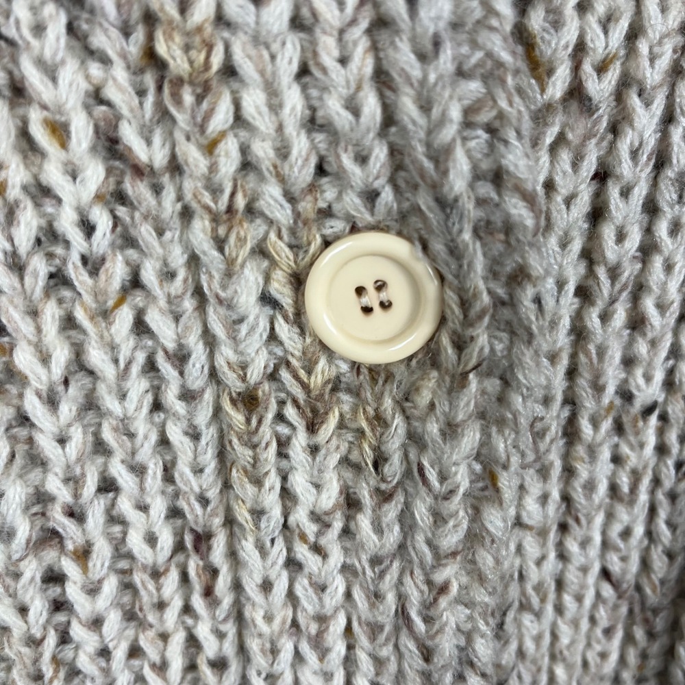 P.G.E. Longline Cardigan Women Medium Cream Wool Blend Chunky Knit Collared Coat - Picture 5 of 9